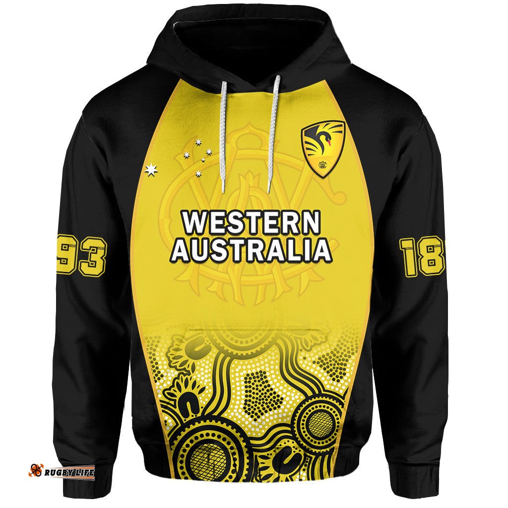 custom text and number western australia cricket hoodie warriors sheffield shield indigenous