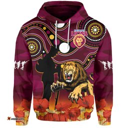 custom text and number brisbane lions football anzac hoodie aboriginal mix poppy camouflage