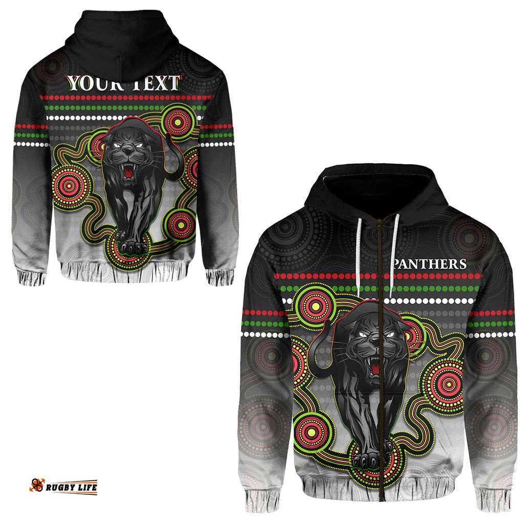 custom personalised panthers indigenous zip hoodie version white alternate