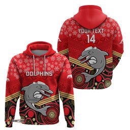 custom dolphins rugby christmas hoodie merry xmas mix aboriginal art