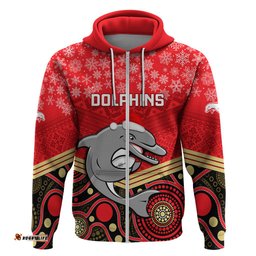 custom dolphins rugby christmas hoodie merry xmas mix aboriginal art