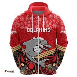 custom dolphins rugby christmas hoodie merry xmas mix aboriginal art