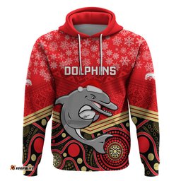 custom dolphins rugby christmas hoodie merry xmas mix aboriginal art