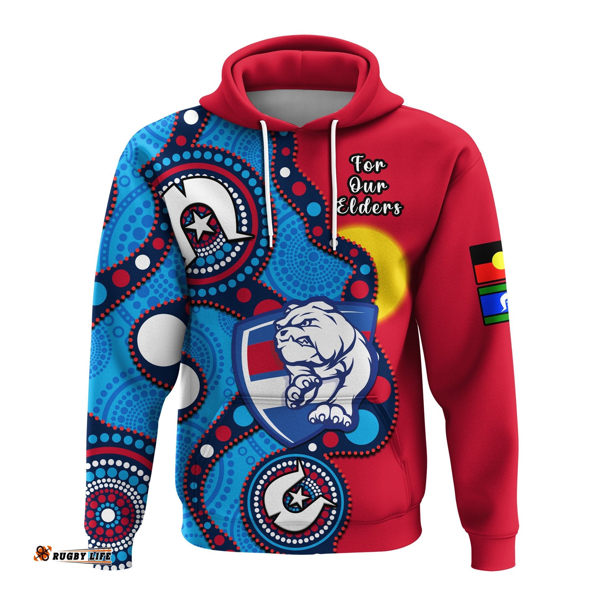 custom text and number western bulldogs football naidoc hoodie indigenous for our elders
