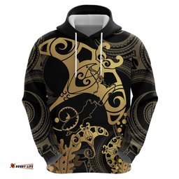 black and gold aotearoa whai hoodie nz stingrays maori curves style