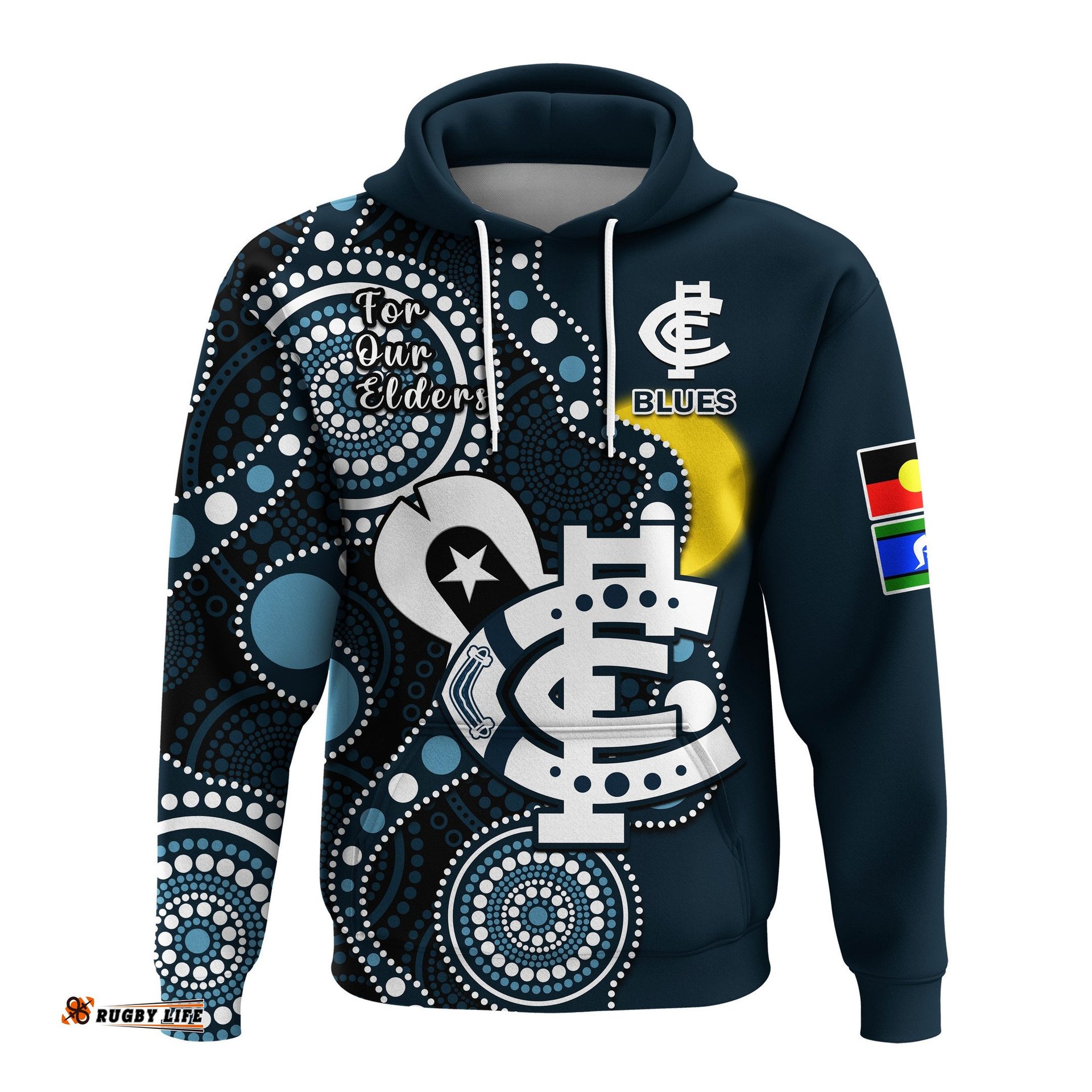 carlton football naidoc hoodie blues for our elders indigenous art