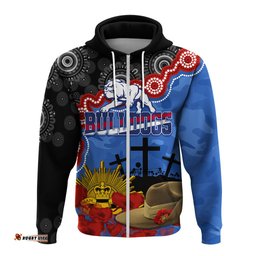 western bulldogs football anzac hoodie aboriginal mix slouch hat