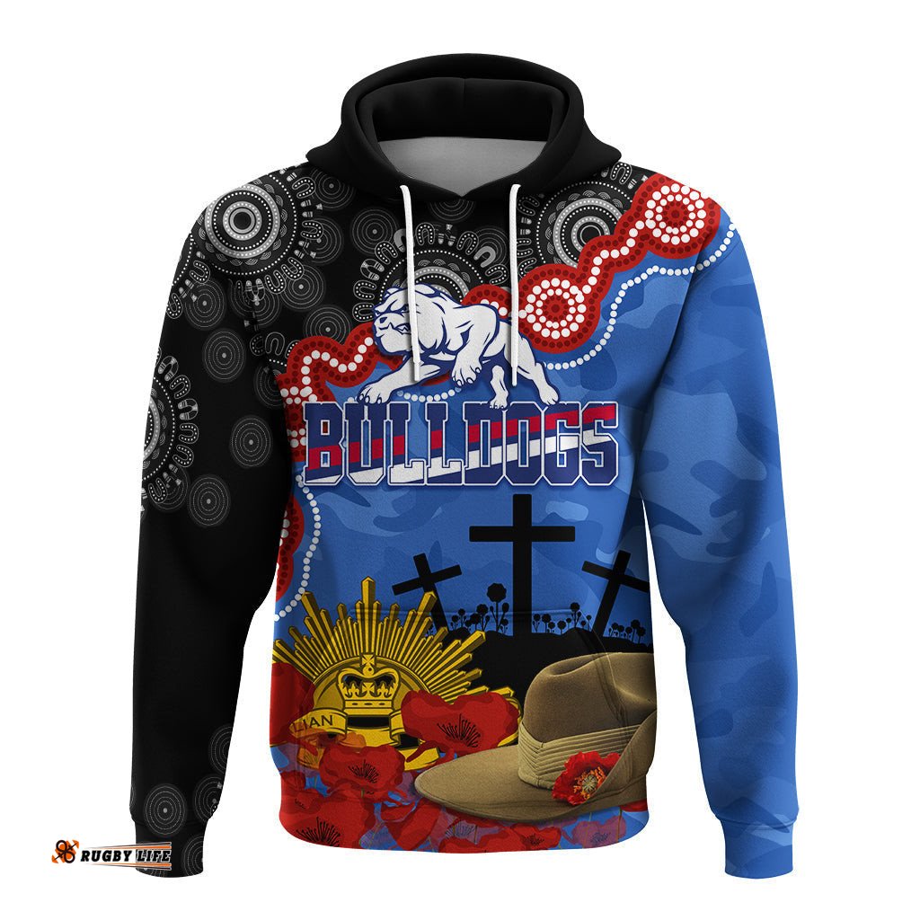 western bulldogs football anzac hoodie aboriginal mix slouch hat