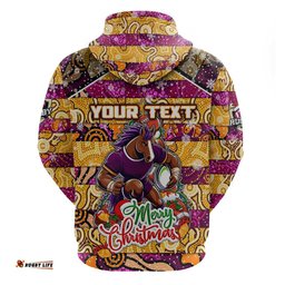 custom broncos rugby merry christmas hoodie indigenous australian art