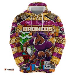 custom broncos rugby merry christmas hoodie indigenous australian art