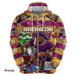custom broncos rugby merry christmas hoodie indigenous australian art