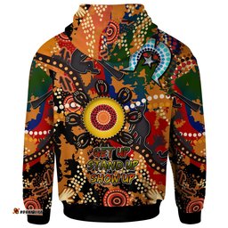 australia naidoc week hoodie custom naidoc week aboriginal inspired dot art painting with native kangaroo "get up stand up show up" hoodie