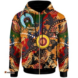 australia naidoc week hoodie custom naidoc week aboriginal inspired dot art painting with native kangaroo "get up stand up show up" hoodie