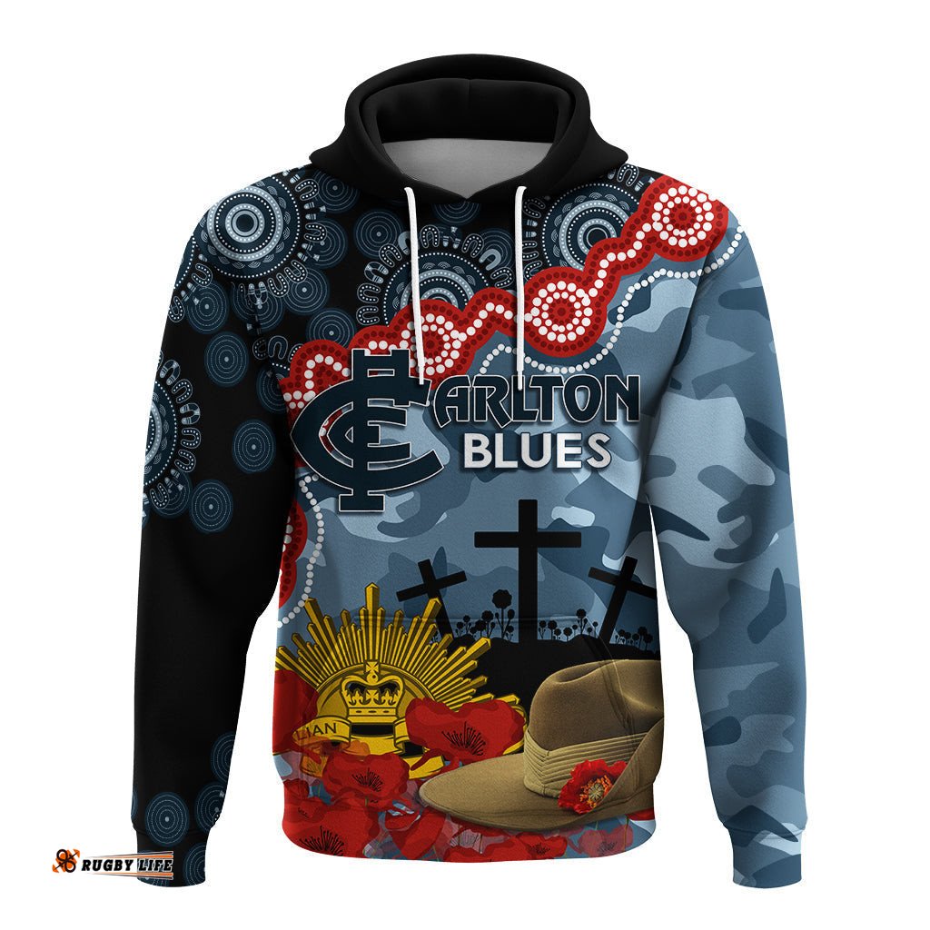 the blues football anzac hoodie aboriginal mix slouch hat