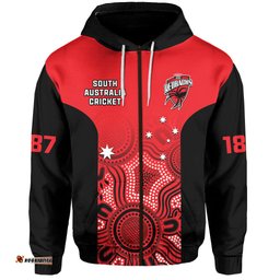 custom text and number south australia cricket hoodie west end redbacks sheffield shield indigenous