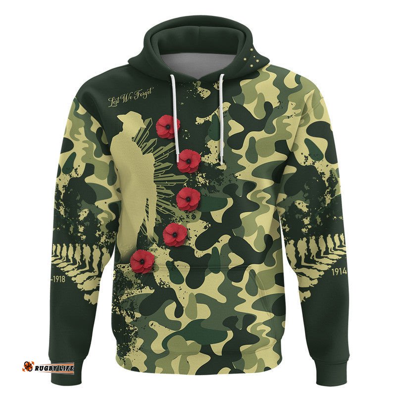 custom personalised australia anzac mix camouflage zip up and pullover hoodie