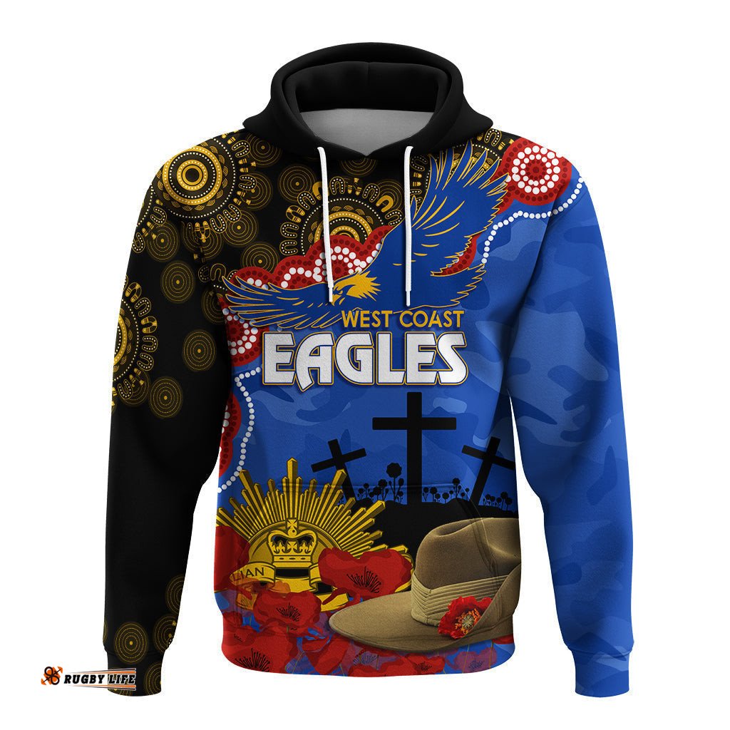 eagles football anzac hoodie aboriginal mix slouch hat
