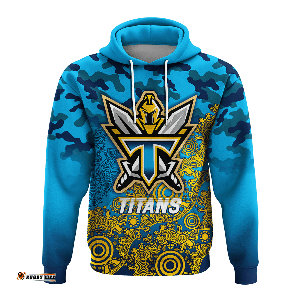 custom personalised titans rugby anzac day camouflage indigenous art hoodie