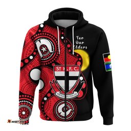 custom text and number st kilda football naidoc hoodie saints indigenous for our elders