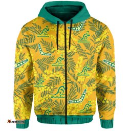 wallabies rugby hoodie golden wattle aboriginal boomerang style hawaii