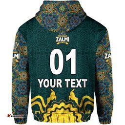 custom personalised peshawar zalmi hbl psl t20 cricket zip up and pullover hoodie original green
