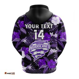 custom text and number hobart hurricanes cricket hoodie aboriginal art mix tropical flowers