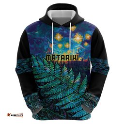 matariki te tau hou maori hoodie new zealand silver fern night starry sky