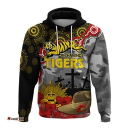 tigers football anzac hoodie aboriginal mix slouch hat