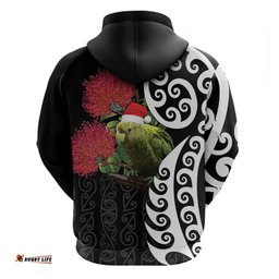 new zealand kakapo christmas hoodie meri kirihimete pohutukawa flowers