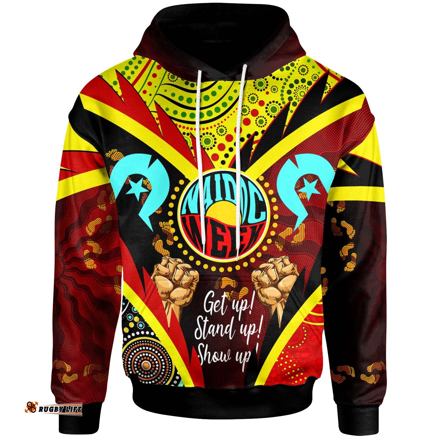 australia naidoc week hoodie custom naidoc week with torres strait island aboriginal inspired footprint "get up stand up show up" hoodie