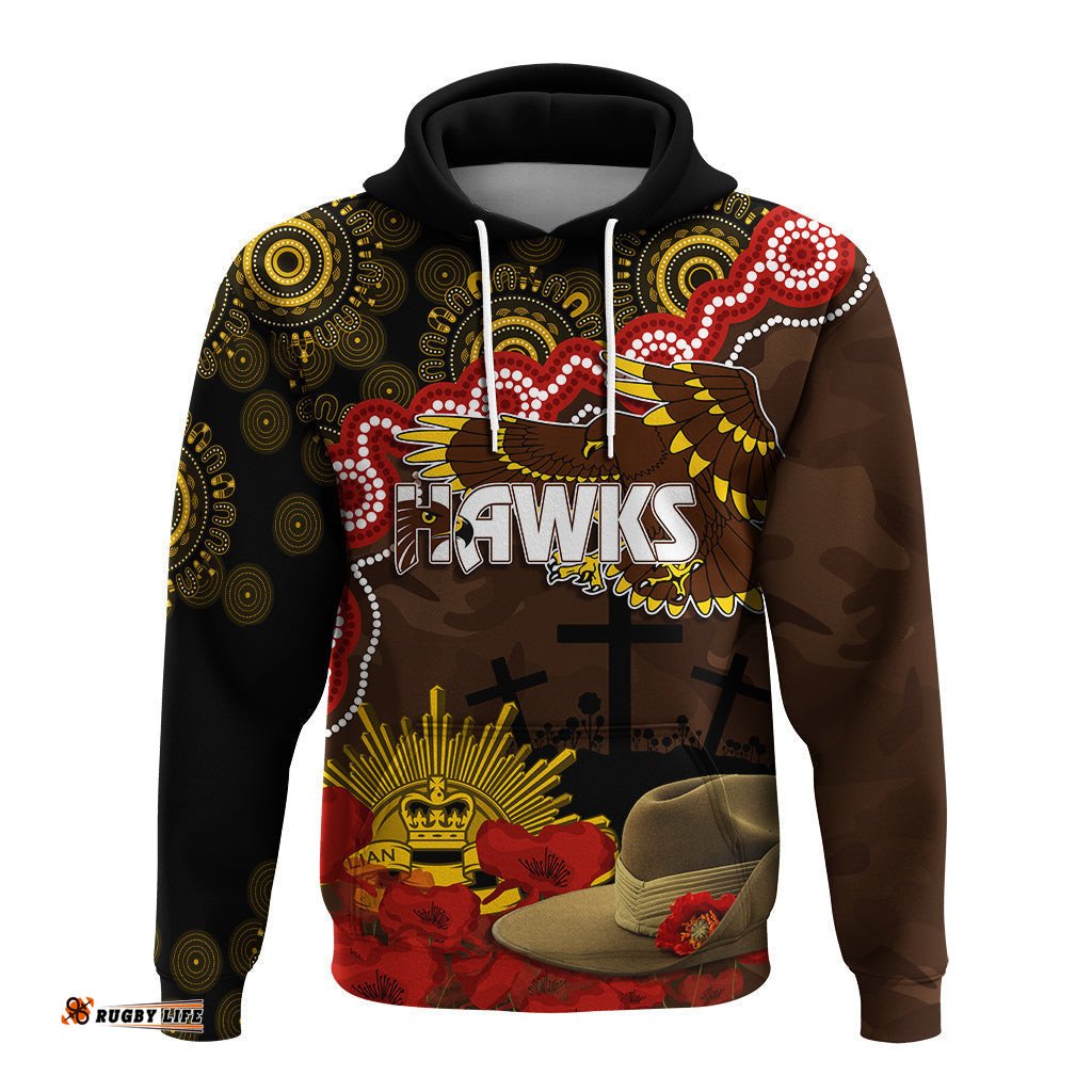 hawks football anzac hoodie aboriginal mix slouch hat