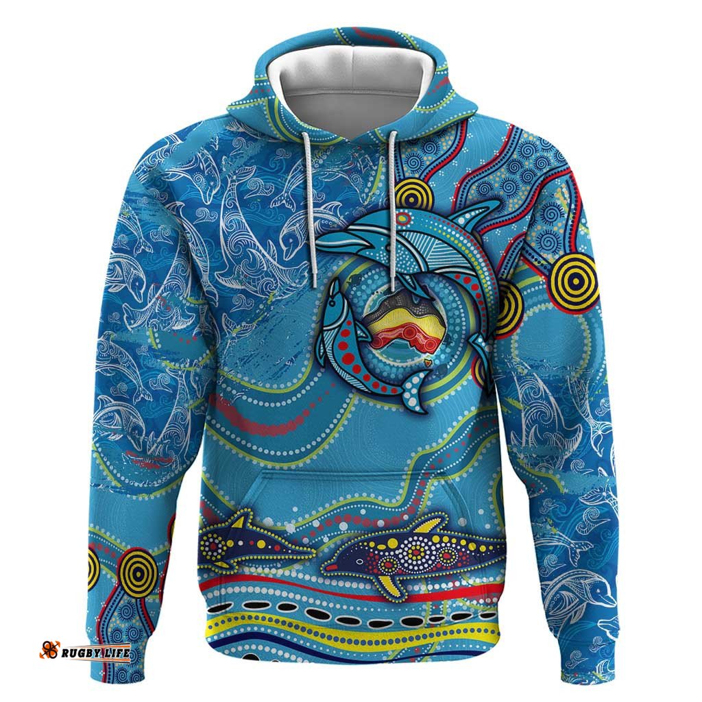 dolphins aboriginal art map flag australia hoodie