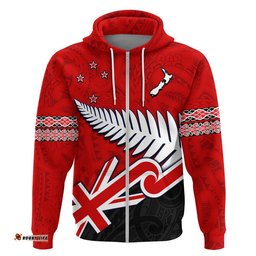 waitangi zip up and pullover hoodie aotearoa tino rangatiratanga flag with silver fern