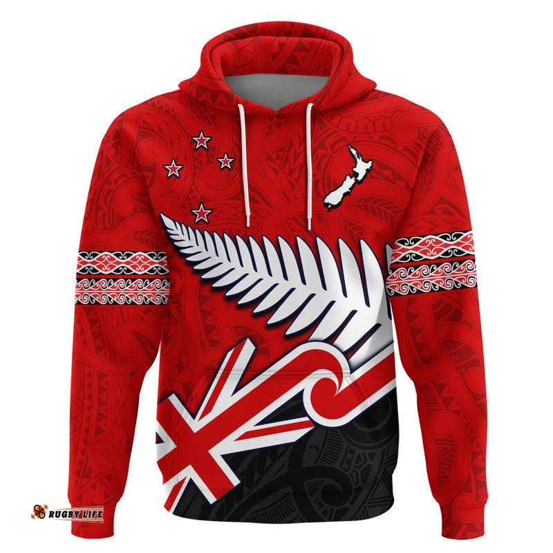 waitangi zip up and pullover hoodie aotearoa tino rangatiratanga flag with silver fern