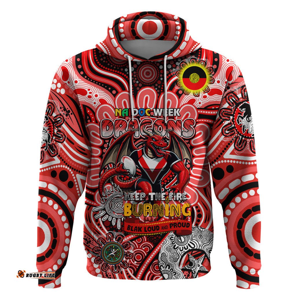 custom naidoc week 2024 dragons hoodie mascot rugby
