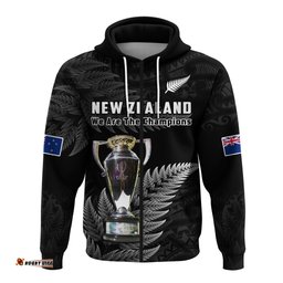 custom personalised new zealand rugby hoodie black fern proud champions rwc