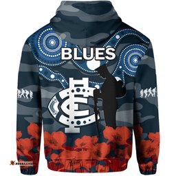 carlton football anzac hoodie blues aboriginal mix poppy camouflage