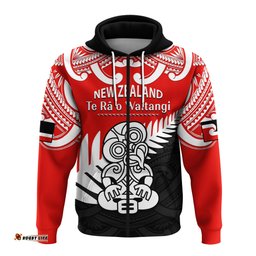 custom personalised waitangi day hoodie tino rangatiratanga flag with tiki maori fern