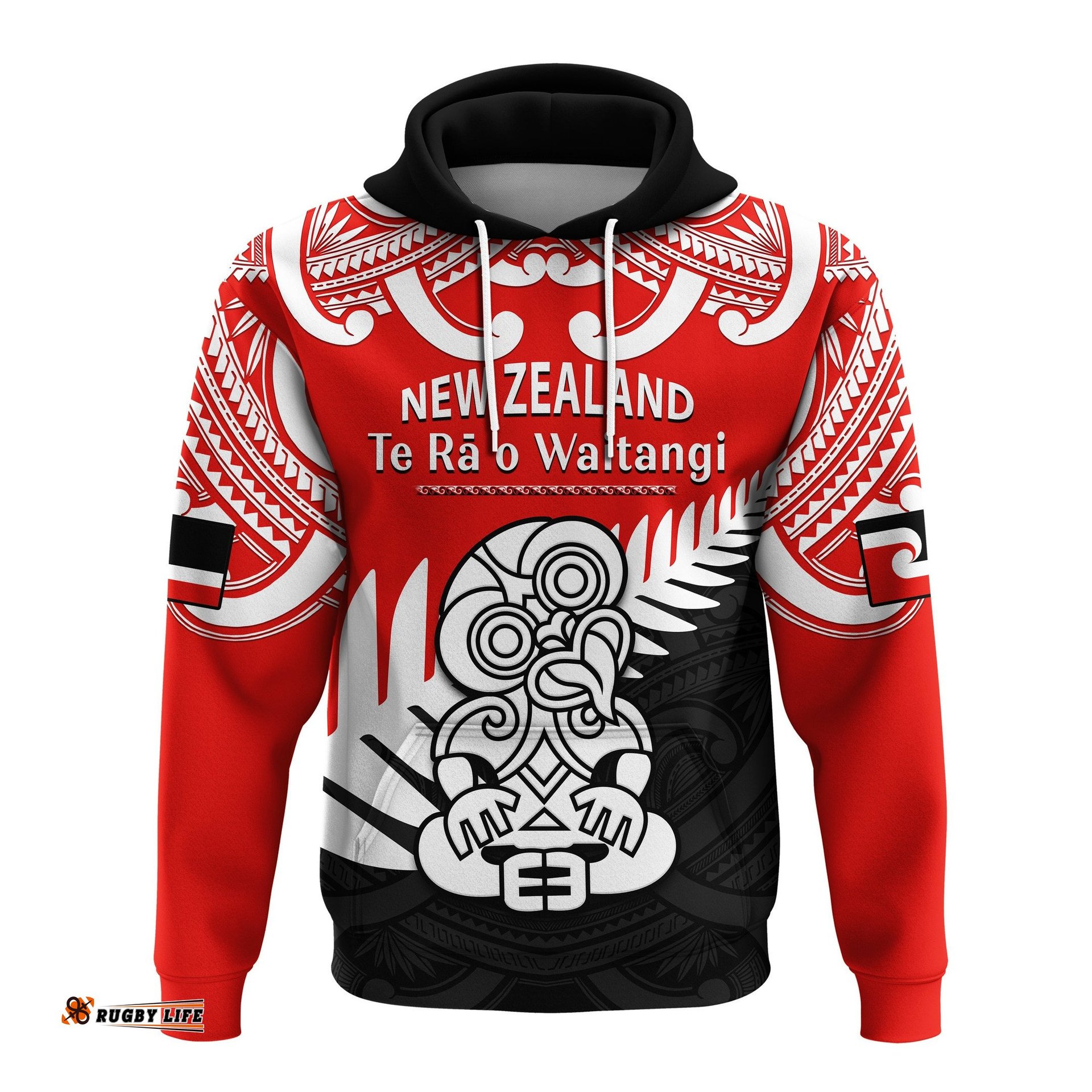 custom personalised waitangi day hoodie tino rangatiratanga flag with tiki maori fern