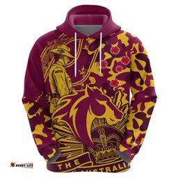 custom text and number nrl anzac broncos hoodie camouflage