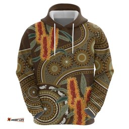 australian yellow banksia flowers hoodie aboriginal dot art