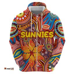 personalised naidoc week 2024 gold coast suns hoodie australian aboriginal hand painting