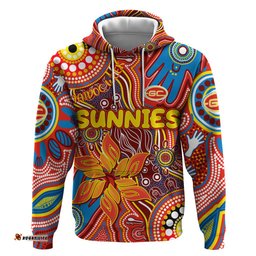 personalised naidoc week 2024 gold coast suns hoodie australian aboriginal hand painting