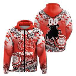 custom personalised dragons rugby anzac day camouflage indigenous art hoodie