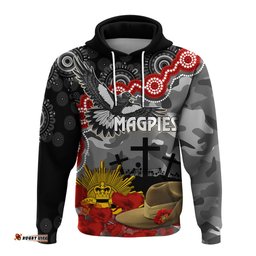 magpies football anzac hoodie aboriginal mix slouch hat