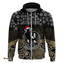 custom collingwood football christmas hoodie merry xmas mix aboriginal art