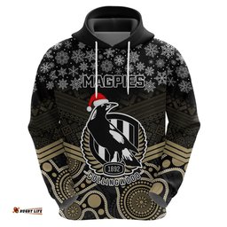 custom collingwood football christmas hoodie merry xmas mix aboriginal art