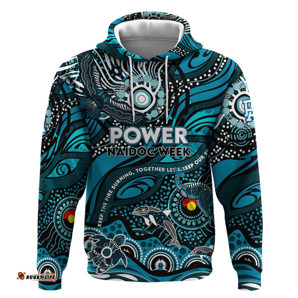 custom naidoc week 2024 power hoodie aboriginal animals keep the fire burning