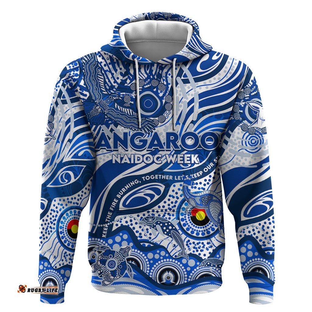 custom naidoc week 2024 kangaroos hoodie aboriginal animals keep the fire burning