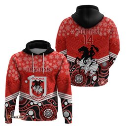 custom dragons rugby christmas hoodie merry xmas mix aboriginal art